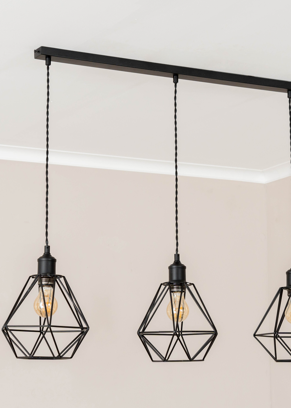 ValueLights Diablo Geometric Shade 3 Drop Diner Bar Ceiling Pendant Light - One Size Image 1