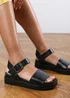 Where's That From Black PU Teresa Footbed Flatform Sandals - Size 5 Image 2