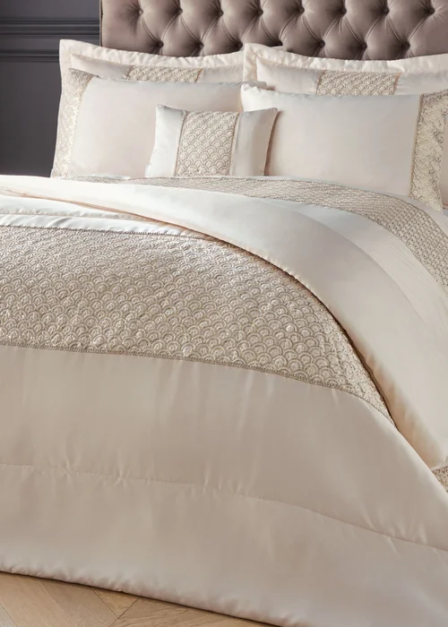 Catherine Lansfield Champagne Gold Deco Sequin 30x40cm Cushion - One Size Image 2