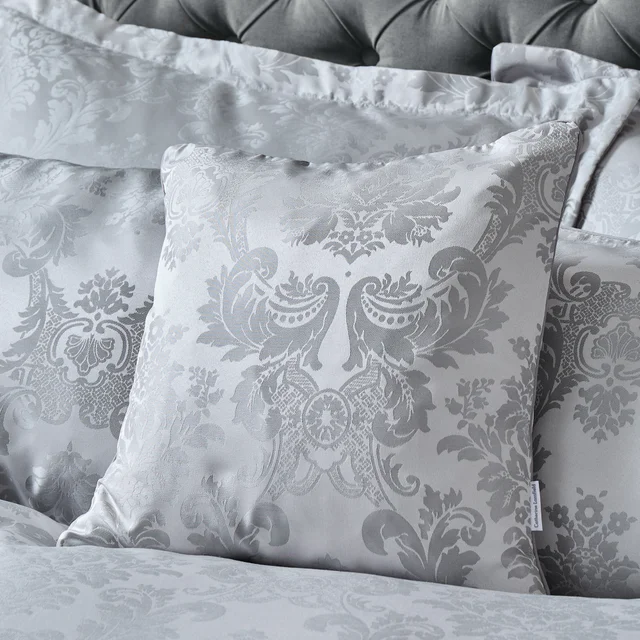 Catherine Lansfield Silver Grey Damask Jacquard Cushion