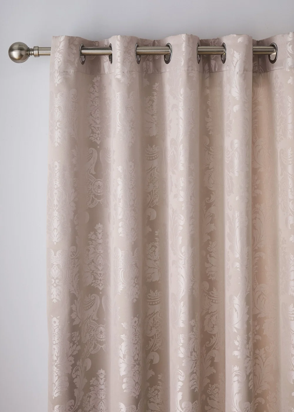 Catherine Lansfield Damask Jacquard Lined Eyelet Curtains Champagne Gold - 66W X 72D (168x183cm) Image 1