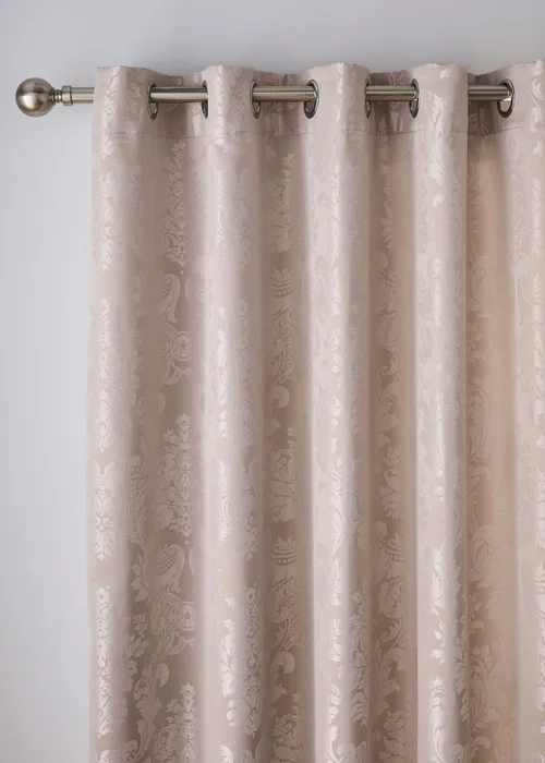 Catherine Lansfield Damask Jacquard Lined Eyelet Curtains Champagne Gold - 66W X 72D (168x183cm) Image 1