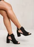 Where's That From Black Suede Zaneen Open Toe Block Heel - Size 8 Image 2