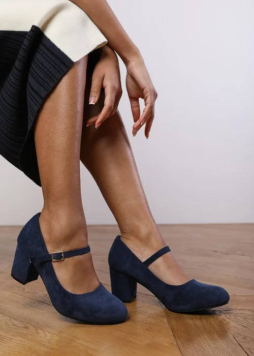 Where's That From Navy Suede Effie Block Heel Pumps - Size 7 Image 1