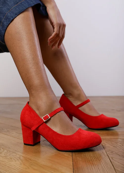 Where's That From Red Suede Effie Block Heel Pumps - Size 5 Image 2