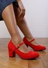 Where's That From Red Suede Effie Block Heel Pumps - Size 5 Image 2