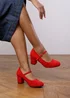 Where's That From Red Suede Effie Block Heel Pumps - Size 5 Image 1