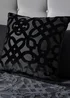 Catherine Lansfield Black Lattice Cut Velvet Cushion - 43W X 43D Image 1