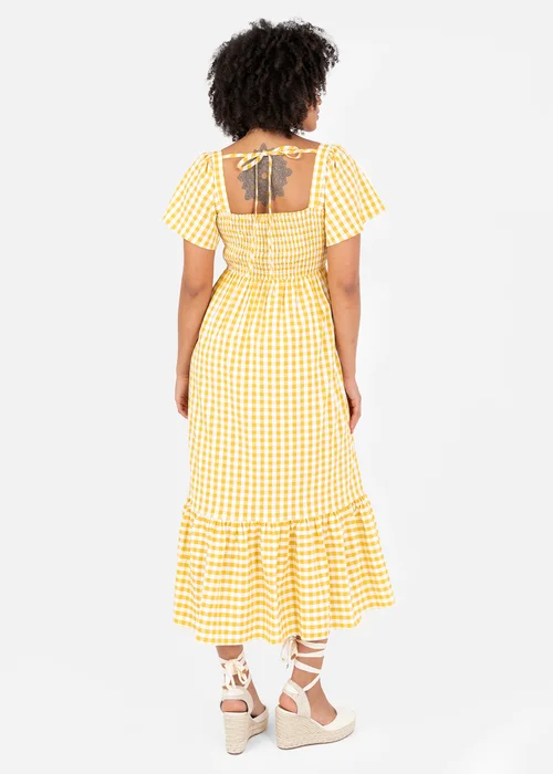 Lovedrobe Yellow Gingham Square Neck Midaxi Dress - 18 Image 3