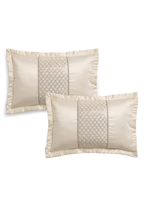 Catherine Lansfield Champagne Gold Deco Sequin Quilted Pillow Sham Pair - 2 Pack Image 3