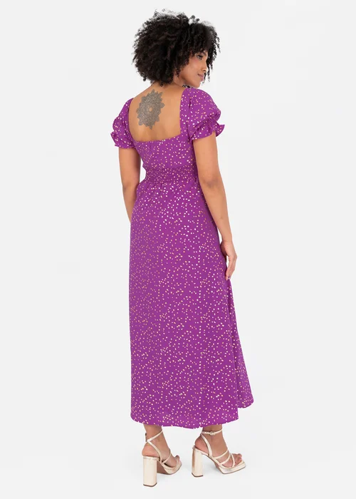 Lovedrobe Purple Short Sleeve Gold Detail Midaxi Dress - 16 Image 3
