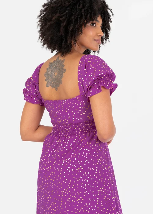 Lovedrobe Purple Short Sleeve Gold Detail Midaxi Dress - 16 Image 4