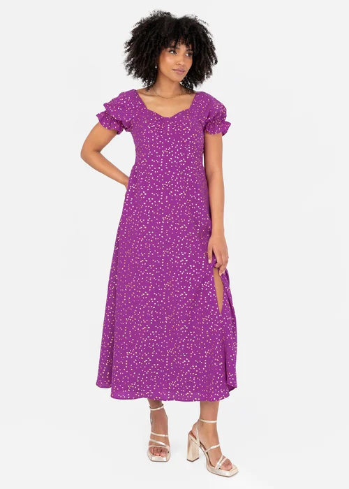 Lovedrobe Purple Short Sleeve Gold Detail Midaxi Dress - 16 Image 1