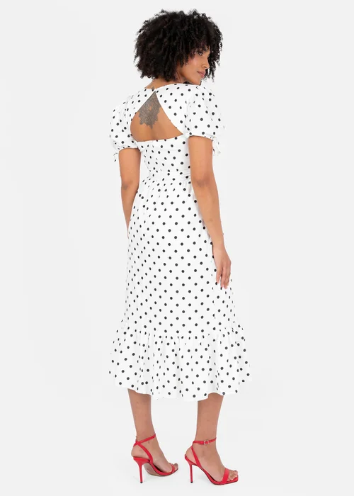 Lovedrobe White Polka Dot Short Sleeve Midi Dress - 20 Image 4