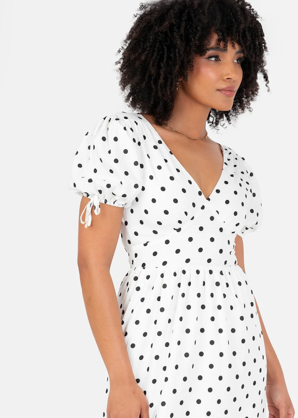 Lovedrobe White Polka Dot Short Sleeve Midi Dress - 20 Image 2