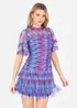 Anaya With Love Multi Coloured Abstract Watercolour Gathered Mini Dress - 6 Image 2