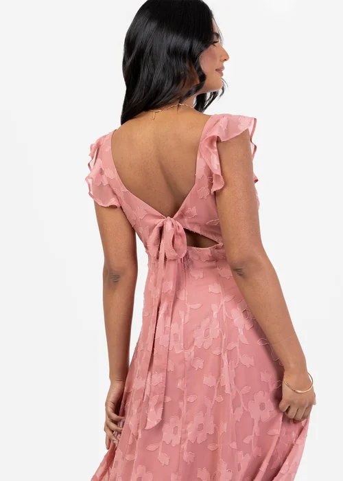 Anaya With Love Pink Recycled Floral Burnout Tie Back Midi Dress - 18 Image 4