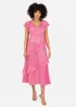 Lovedrobe Pink Flutter Sleeve V Neck Ruffled Midaxi Dress - 20 Image 1