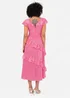 Lovedrobe Pink Flutter Sleeve V Neck Ruffled Midaxi Dress - 20 Image 3
