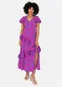 Lovedrobe Purple Floral V Neck Flutter Sleeve Midaxi Dress - 8 Image 1