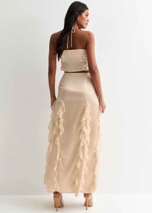 Gini London Champagne Satin Ruffle Maxi Skirt - 10 Image 2
