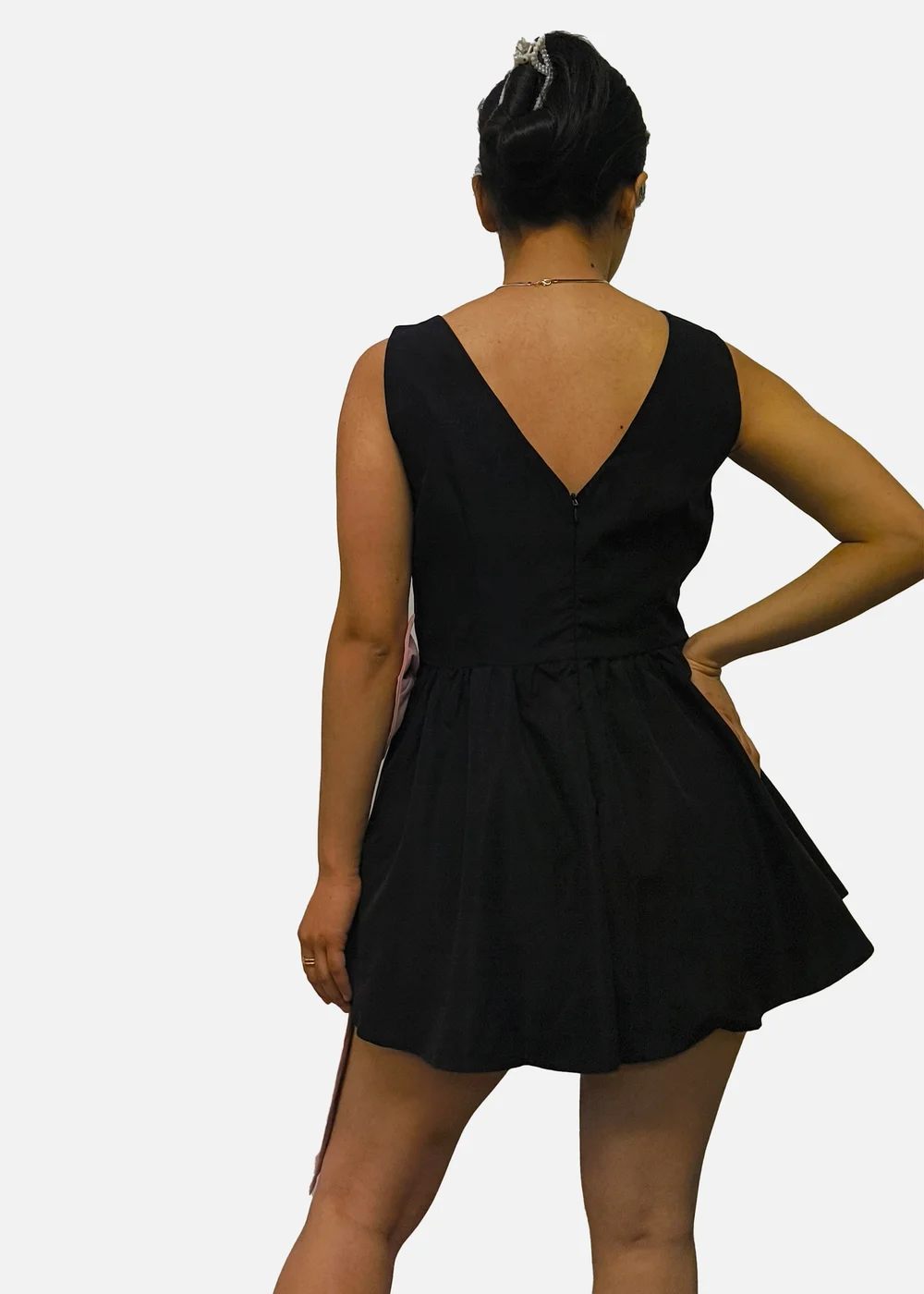 Gini London Black Bow Detail Puff Skort Playsuit - 12 Image 2