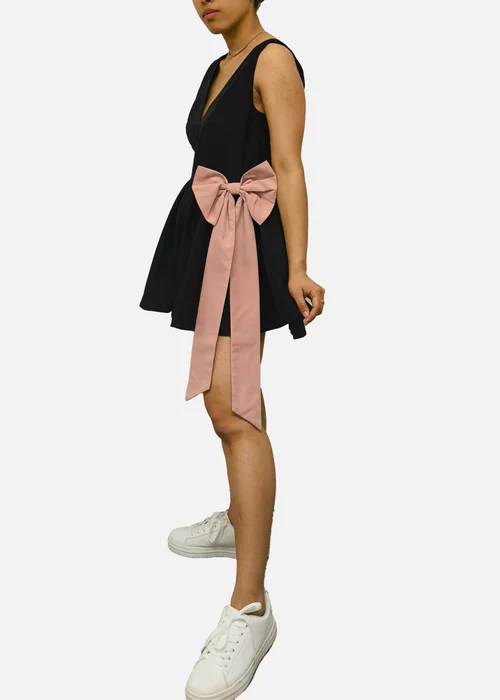 Gini London Black Bow Detail Puff Skort Playsuit - 12 Image 4