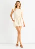 Gini London Cream Stretch Texture Frill Elasticated Waist Playsuit - Large/Extra Large Image 1