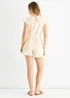 Gini London Cream Stretch Texture Frill Elasticated Waist Playsuit - Large/Extra Large Image 2