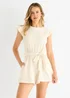 Gini London Cream Stretch Texture Frill Elasticated Waist Playsuit - Large/Extra Large Image 3