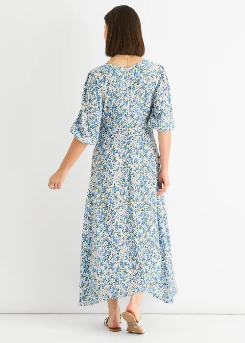 Gini London Blue Floral Print Viscose Midi Dress - 12 Image 2
