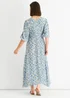 Gini London Blue Floral Print Viscose Midi Dress - 12 Image 2