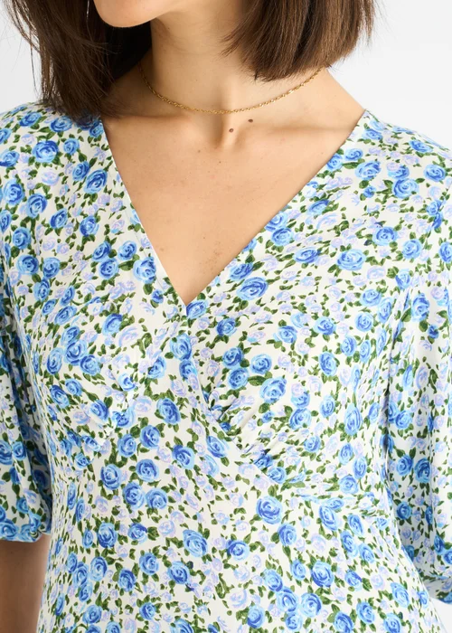 Gini London Blue Floral Print Viscose Midi Dress - 12 Image 3