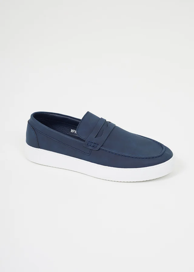 Brave Soul Navy Faux Suede Loafers