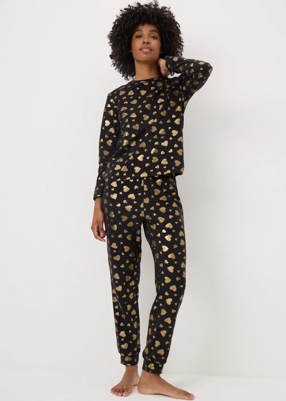 Black Heart Foil Pyjama Set - Extra small Image 1