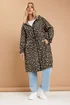 YOURS Curve Brown Leopard Print Longline Parka Jacket - 26-28 Image 1