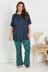 Yours Curve Navy Blue Ribbed Soft Touch Pyjama Top - Size 22-24 Image 2