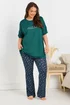 Yours Curve Green Long Live The Weekend Soft Touch Pyjama Top - Size 18-20 Image 4