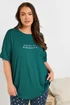 Yours Curve Green Long Live The Weekend Soft Touch Pyjama Top - Size 18-20 Image 2