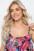Yours Curve Black Tropical Print Frill Bikini Top - Size 22 Image 5