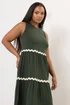 Yours Curve Khaki Green Contrast Swirl Tiered Maxi Dress - 22-24 Image 3