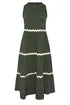 Yours Curve Khaki Green Contrast Swirl Tiered Maxi Dress - 22-24 Image 5