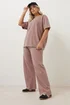 Yours Curve Pink Acid Wash Wide Leg Joggers - 22-24 Image 3