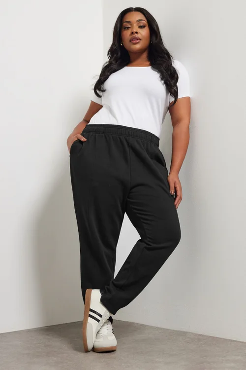 Yours Curve Black Tapered Leg Joggers - 20 Image 1