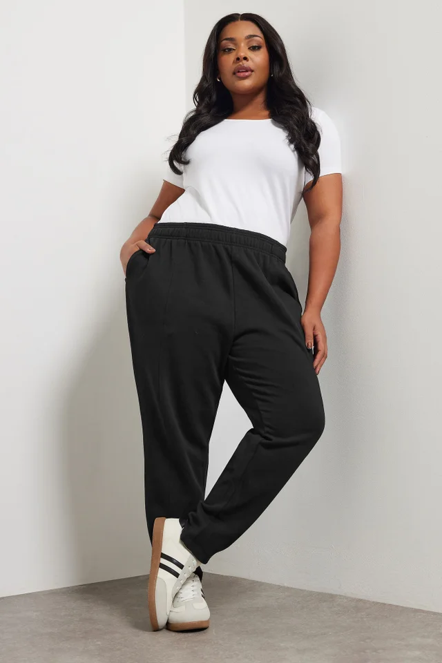 Yours Curve Black Tapered Leg Joggers