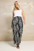 Yours Curve Black & White Abstract Print Wide Leg Trousers - 18 Image 2
