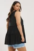 Yours Curve Black Broderie Anglaise Tiered Vest Top - Size 14 Image 3