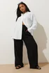 YOURS Curve White Long Sleeve Linen Shirt - Size 20 Image 3