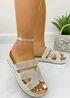 Love Lemonade Silver Crystal Luxe Double Strap Sliders - Size 3 Image 3