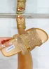 Love Lemonade Rose Gold Crystal Luxe Double Strap Sliders - Size 3 Image 1